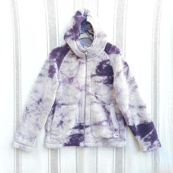The North Face Jackets & Blazers - The North Face Ridge Jacket Womens XS Purple Sherpa Hooded Tie Dye Fleece Teddy